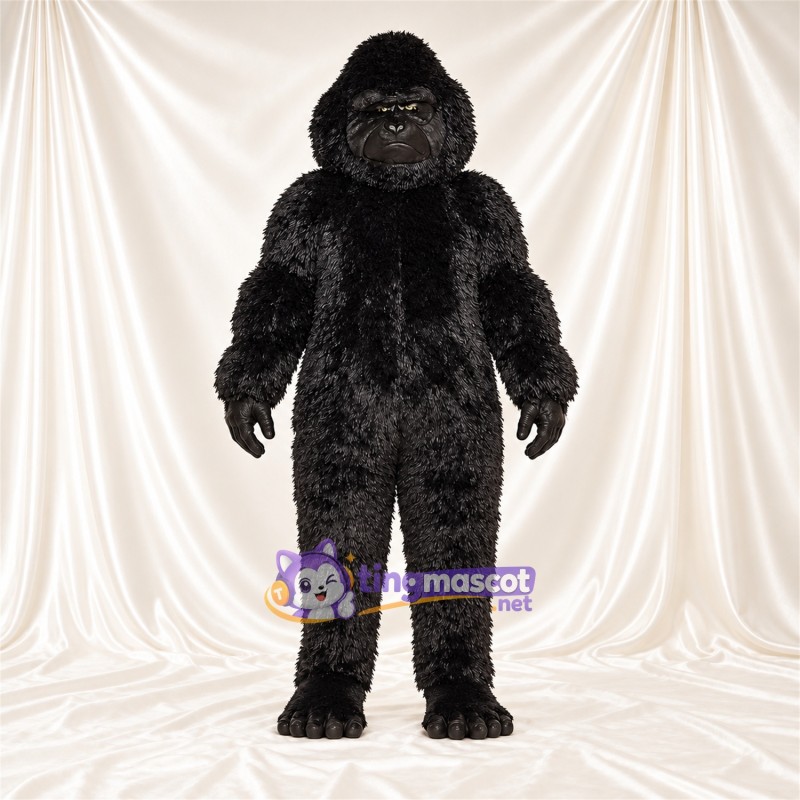Costume de mascotte Gorille – noir – Bouche fermée; Fourrure hirsute Costume de mascotte Gorille – noir – Bouche fermée; Fourrure hirsute
