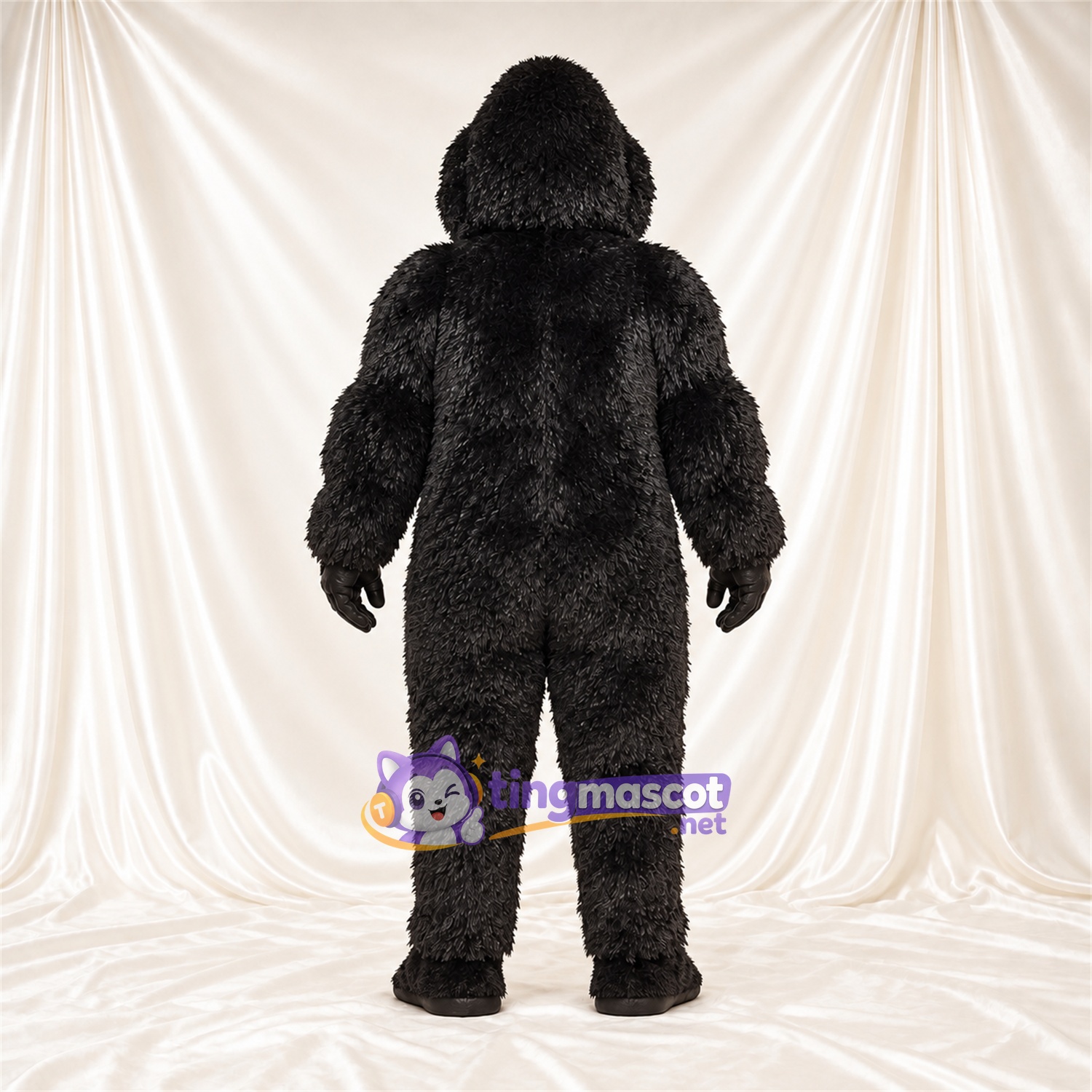 Costume de mascotte Gorille – noir – Bouche fermée; Fourrure hirsute Costume de mascotte Gorille – noir – Bouche fermée; Fourrure hirsute