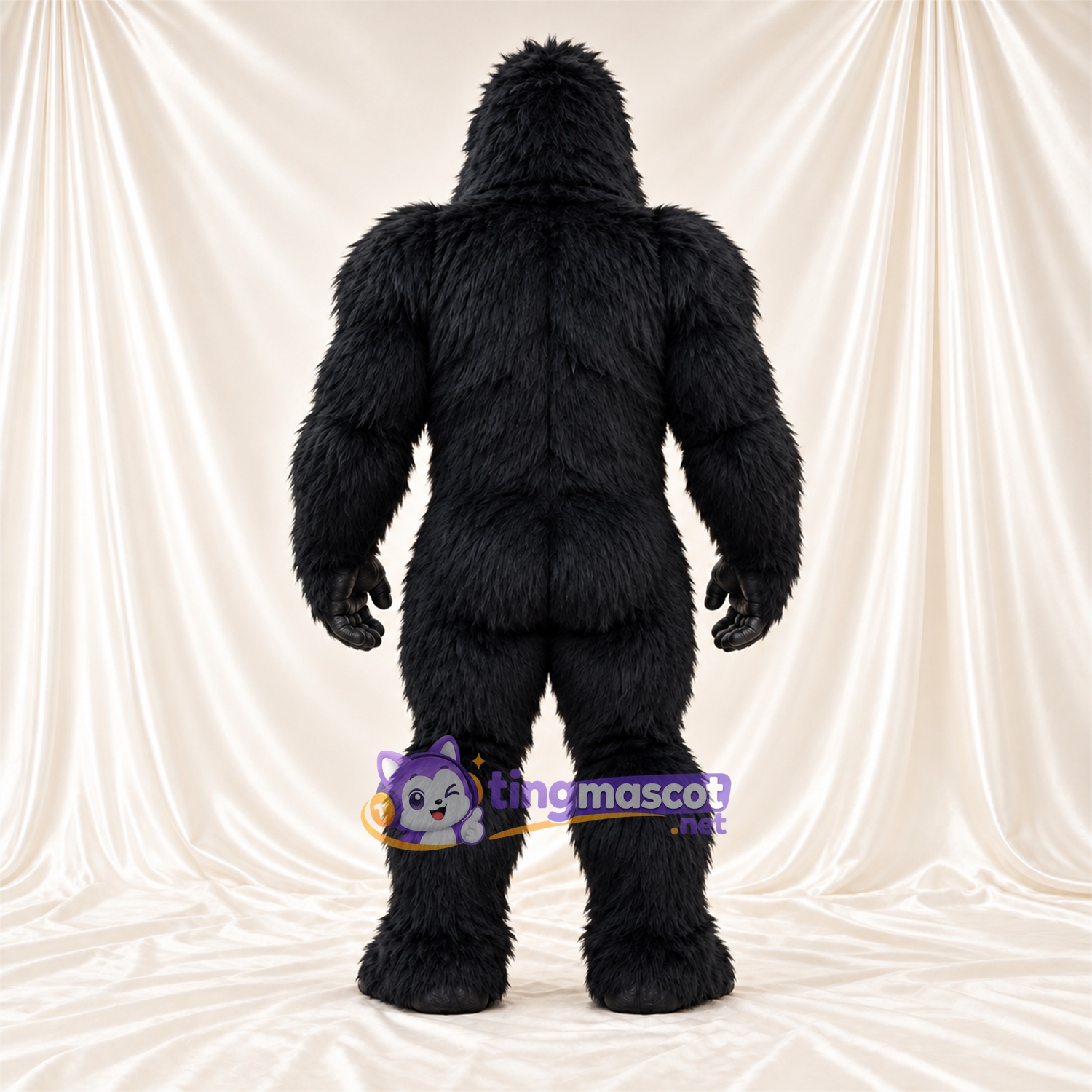Black Gorilla Mascot Costume - Black Muscle Chest and Open Mouth Black Gorilla Mascot Costume - Black Muscle Chest and Open Mouth