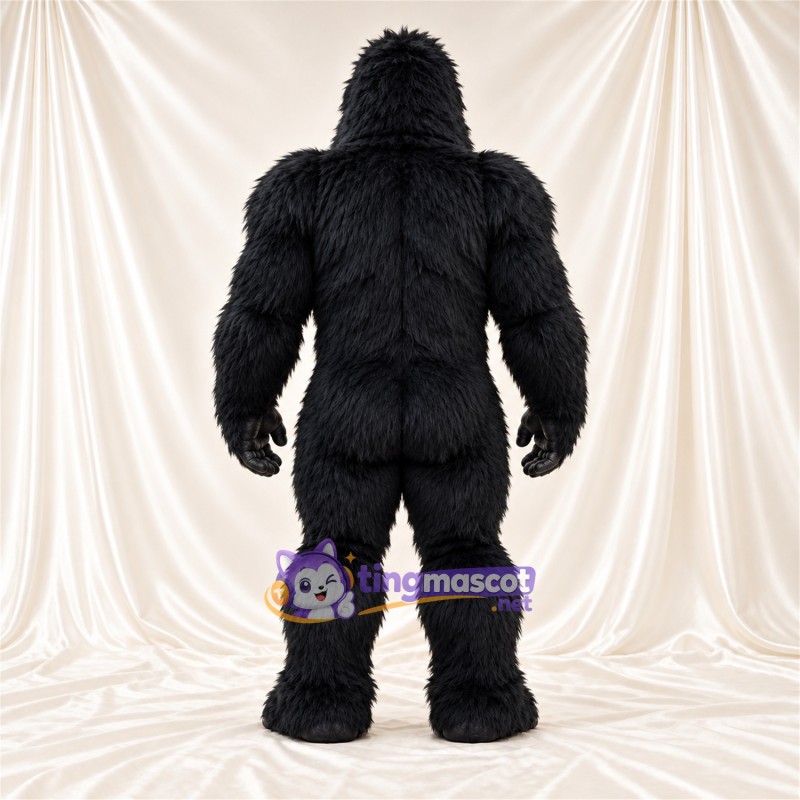 Black Gorilla Mascot Costume - Black Muscle Chest and Open Mouth Black Gorilla Mascot Costume - Black Muscle Chest and Open Mouth