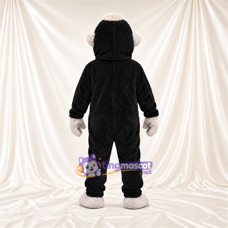 Black Monkey Mascot Costume - Pink Belly and White Head Tuft Black Monkey Mascot Costume - Pink Belly and White Head Tuft