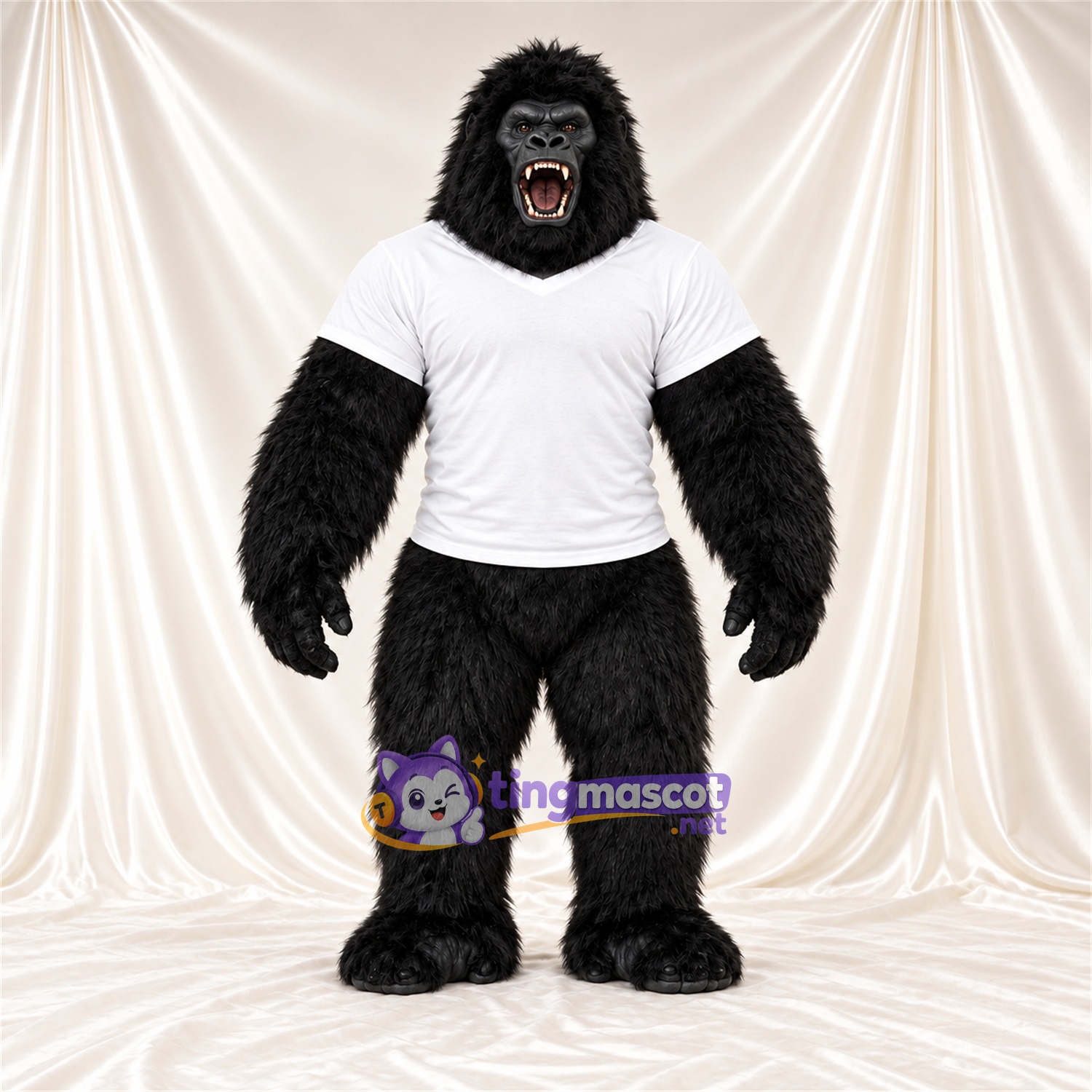 Maskottchenkostüm Gorilla – schwarz – T-Shirt (weiß) Maskottchenkostüm Gorilla – schwarz – T-Shirt (weiß)