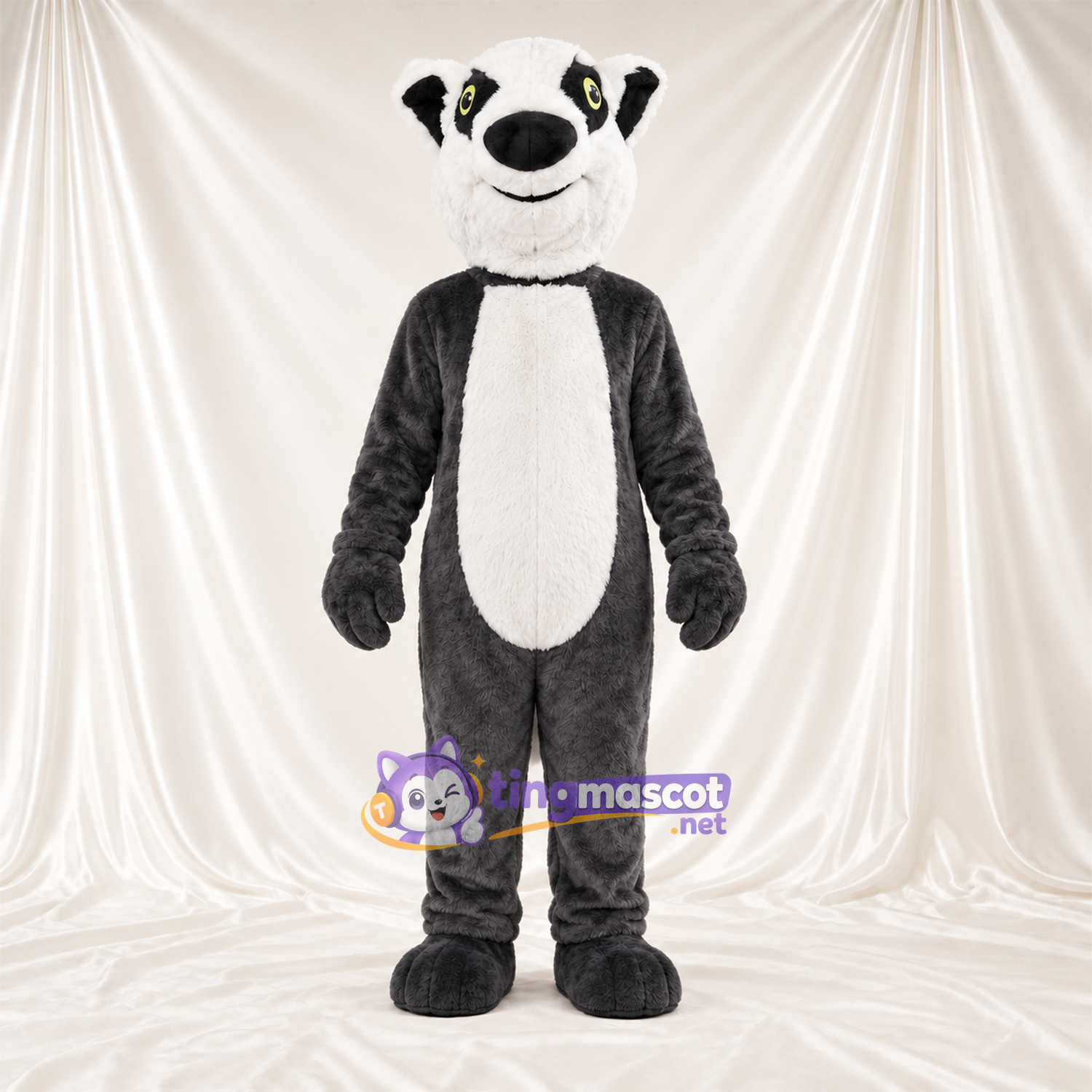 Black and White Lemur Mascot Costume - White Belly and White Tail Tip Black and White Lemur Mascot Costume - White Belly and White Tail Tip