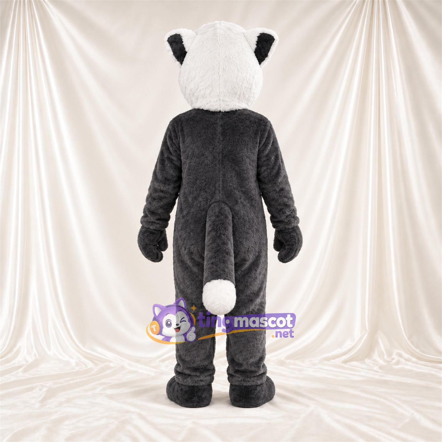 Black and White Lemur Mascot Costume - White Belly and White Tail Tip Black and White Lemur Mascot Costume - White Belly and White Tail Tip