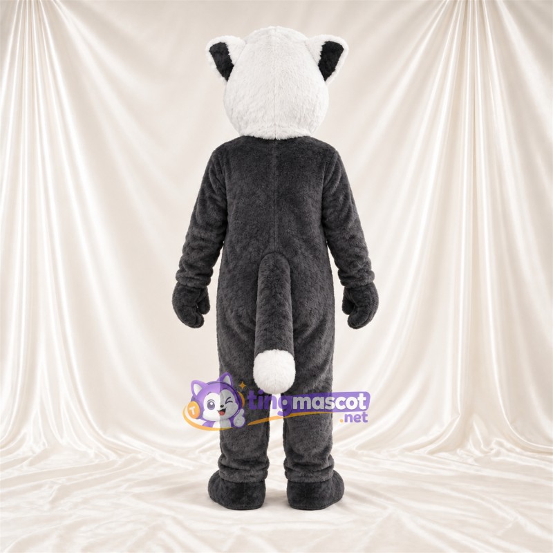 Black and White Lemur Mascot Costume - White Belly and White Tail Tip Black and White Lemur Mascot Costume - White Belly and White Tail Tip