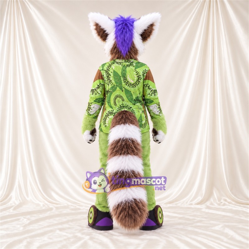 Maskottchenkostüm Lemur – braun / weiß – Anzug (grün) Maskottchenkostüm Lemur – braun / weiß – Anzug (grün)