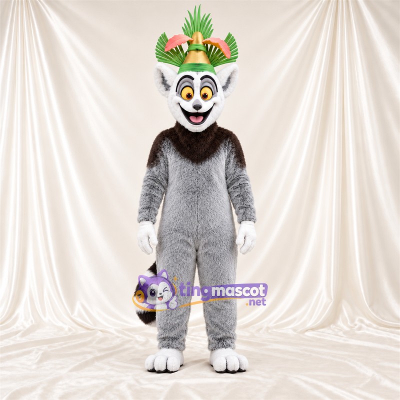 Costume de mascotte Lémurien – gris – Couronne Costume de mascotte Lémurien – gris – Couronne
