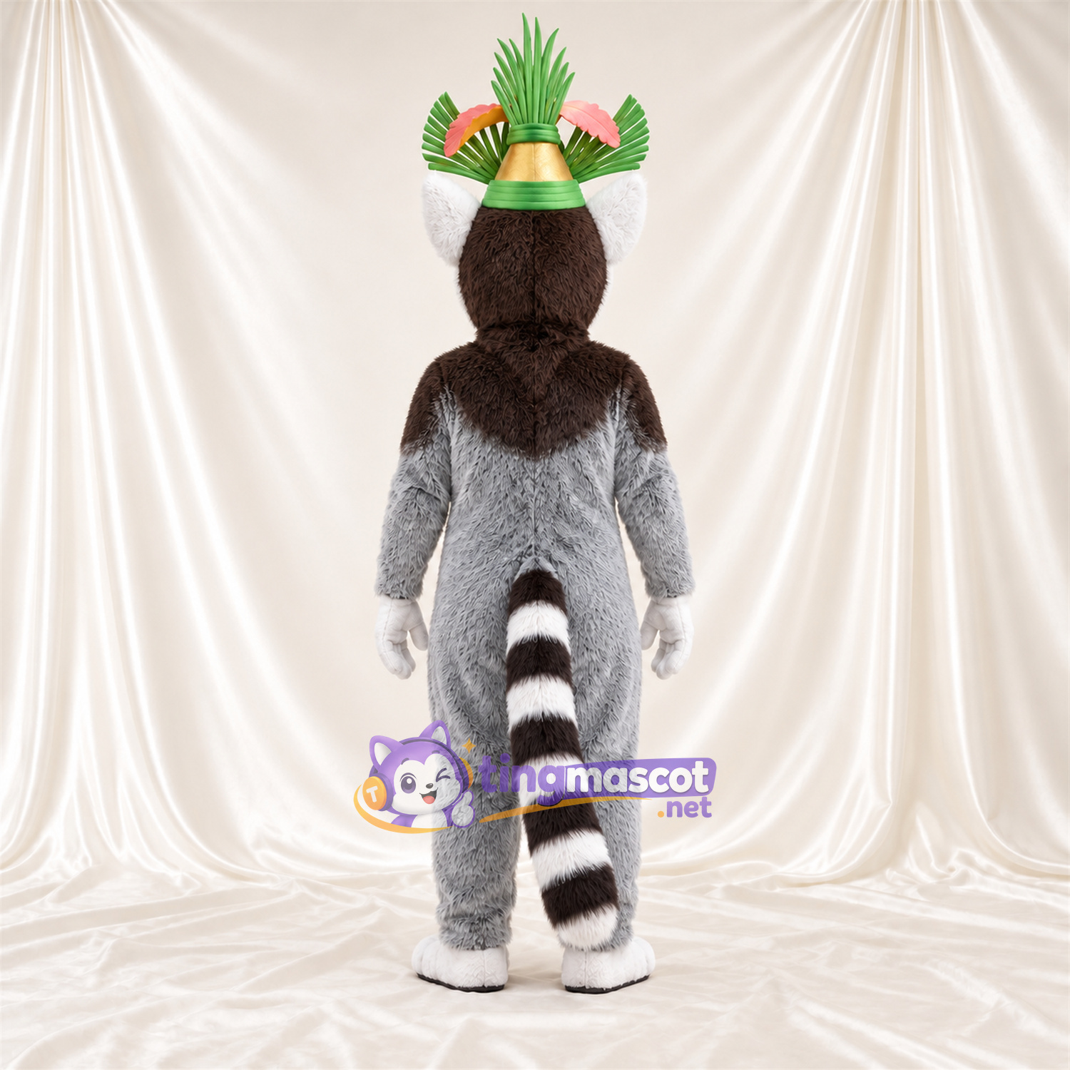 Costume de mascotte Lémurien – gris – Couronne Costume de mascotte Lémurien – gris – Couronne
