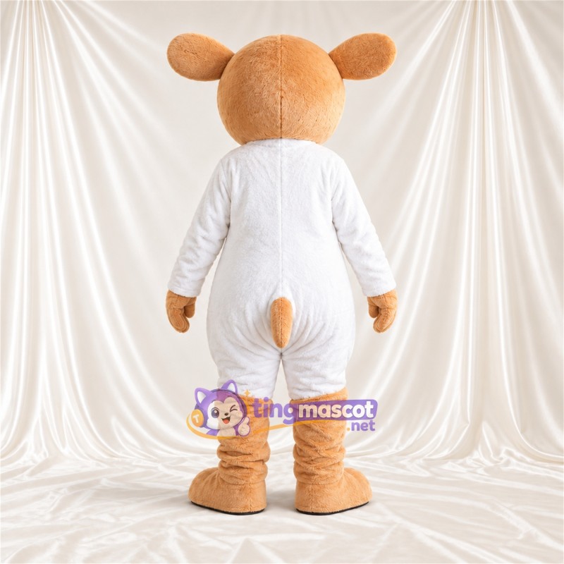 Costume de mascotte Lémurien – brun clair – Nez (rose); Combinaison (blanc) Costume de mascotte Lémurien – brun clair – Nez (rose); Combinaison (blanc)