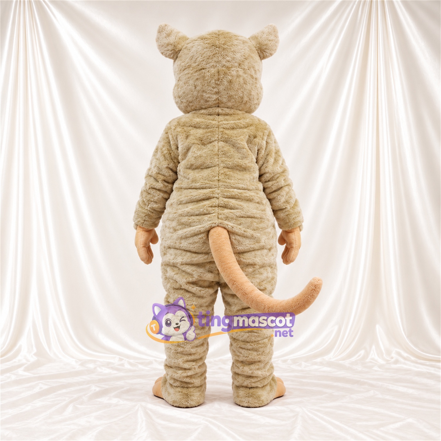 Beige Mouse Mascot Costume - Long Pink Tail Beige Mouse Mascot Costume - Long Pink Tail