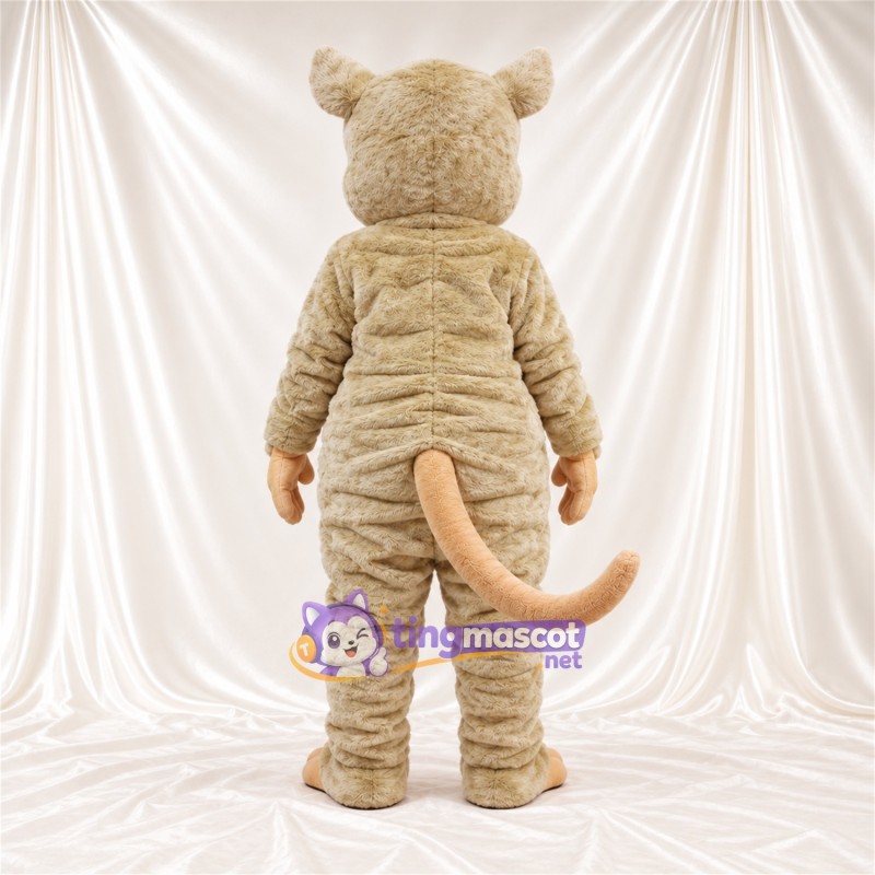 Beige Mouse Mascot Costume - Long Pink Tail Beige Mouse Mascot Costume - Long Pink Tail