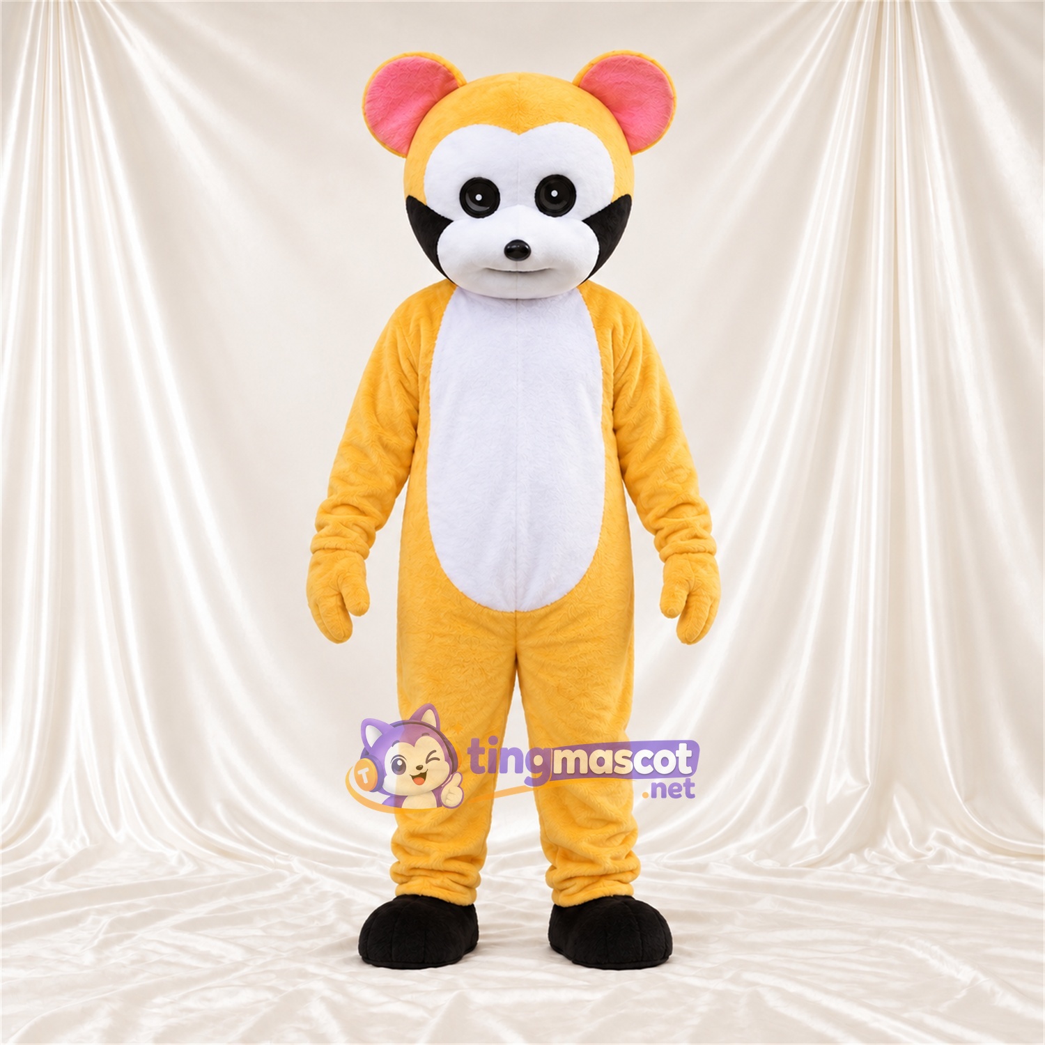 Costume de mascotte Panda roux – jaune / blanc Costume de mascotte Panda roux – jaune / blanc