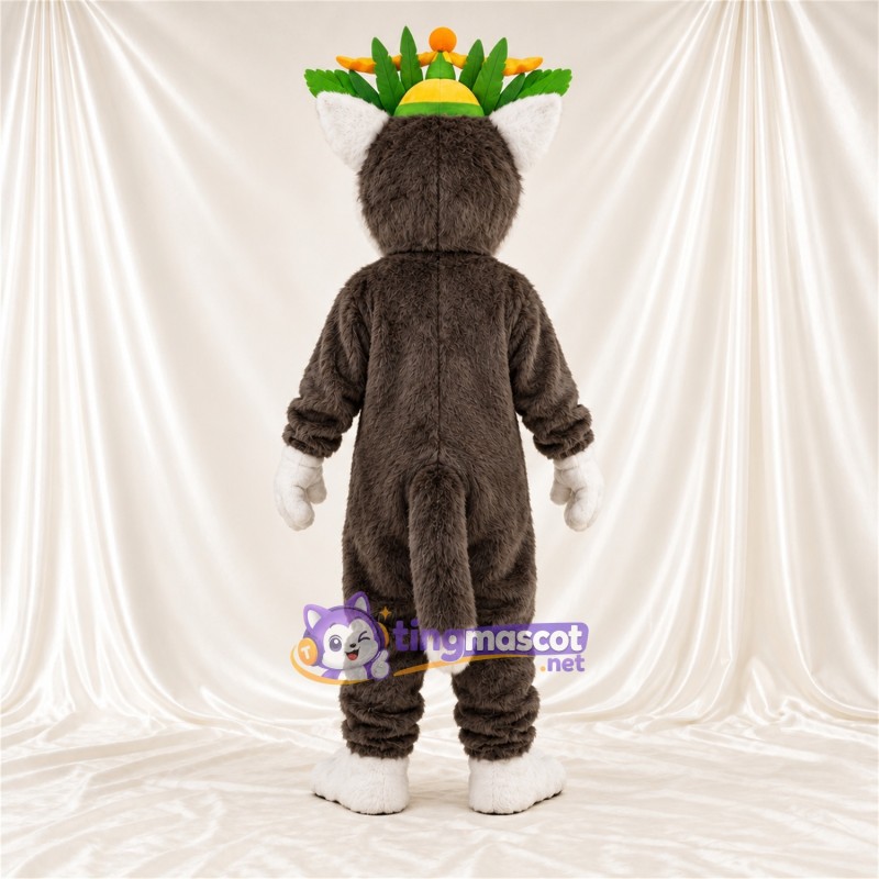 Maskottchenkostüm Lemur – braun / weiß – Krone (grün) Maskottchenkostüm Lemur – braun / weiß – Krone (grün)