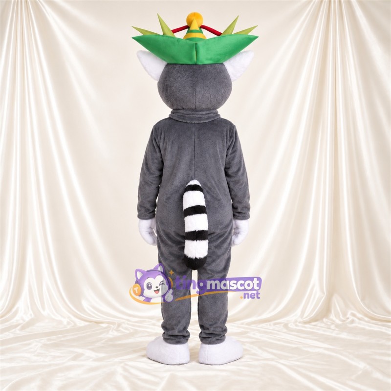 Costume de mascotte Lémurien – gris – Couronne (vert); Gants (blanc) Costume de mascotte Lémurien – gris – Couronne (vert); Gants (blanc)