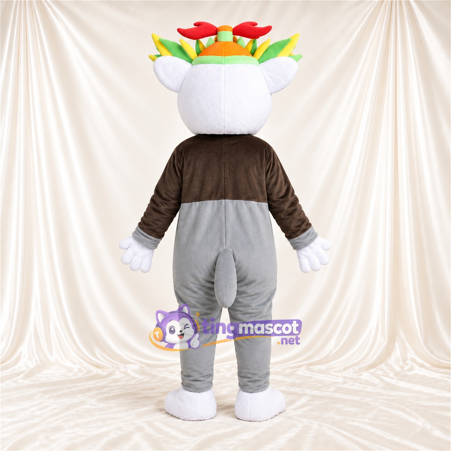 Maskottchenkostüm Lemur – braun / weiß – Krone Maskottchenkostüm Lemur – braun / weiß – Krone