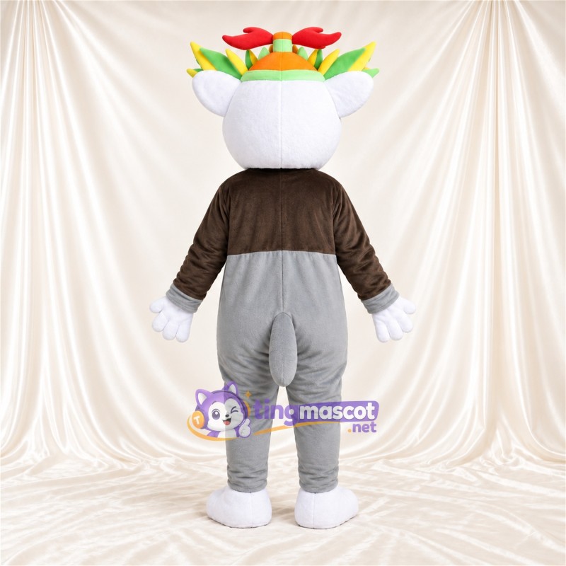 Maskottchenkostüm Lemur – braun / weiß – Krone Maskottchenkostüm Lemur – braun / weiß – Krone