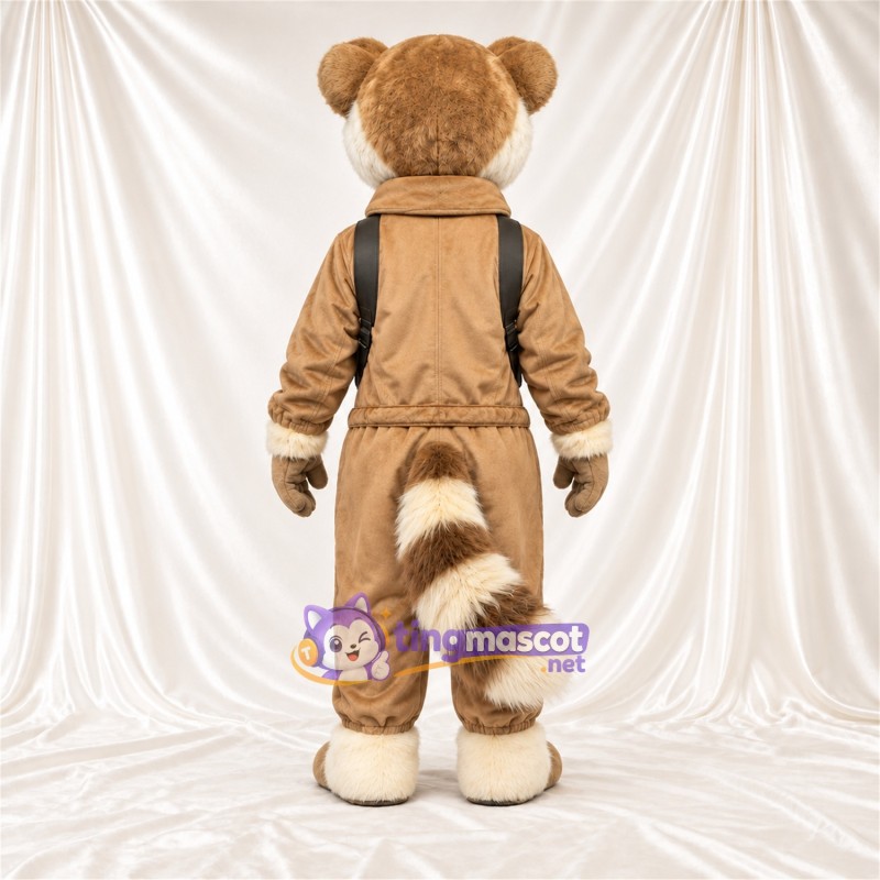 Costume de mascotte Lémurien – brun clair – Queue rayée (blanc); Combinaison (brun clair) Costume de mascotte Lémurien – brun clair – Queue rayée (blanc); Combinaison (brun clair)