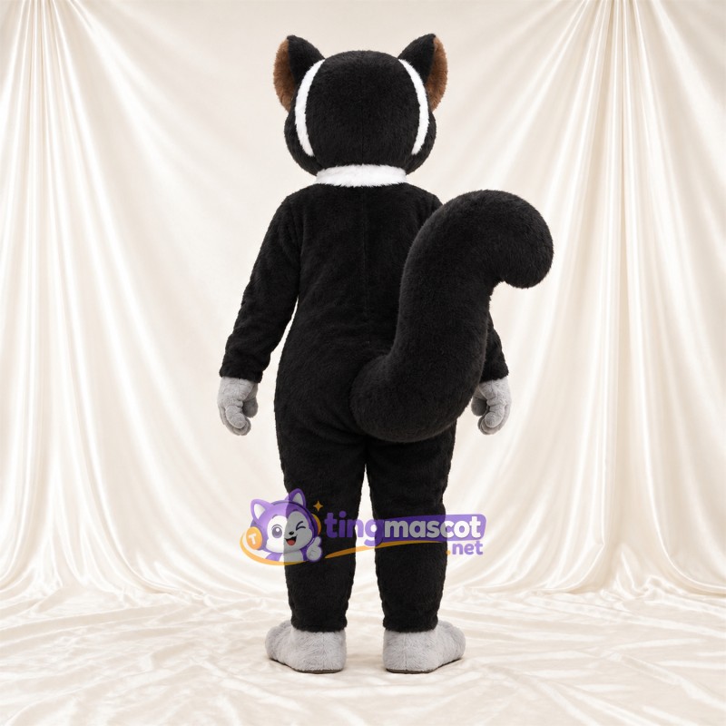 Black and White Lemur Mascot Costume - White Belly and Curled Tail Black and White Lemur Mascot Costume - White Belly and Curled Tail