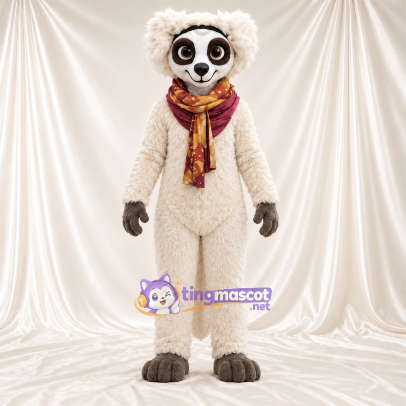 Costume de mascotte Lémurien – blanc – Écharpe Costume de mascotte Lémurien – blanc – Écharpe