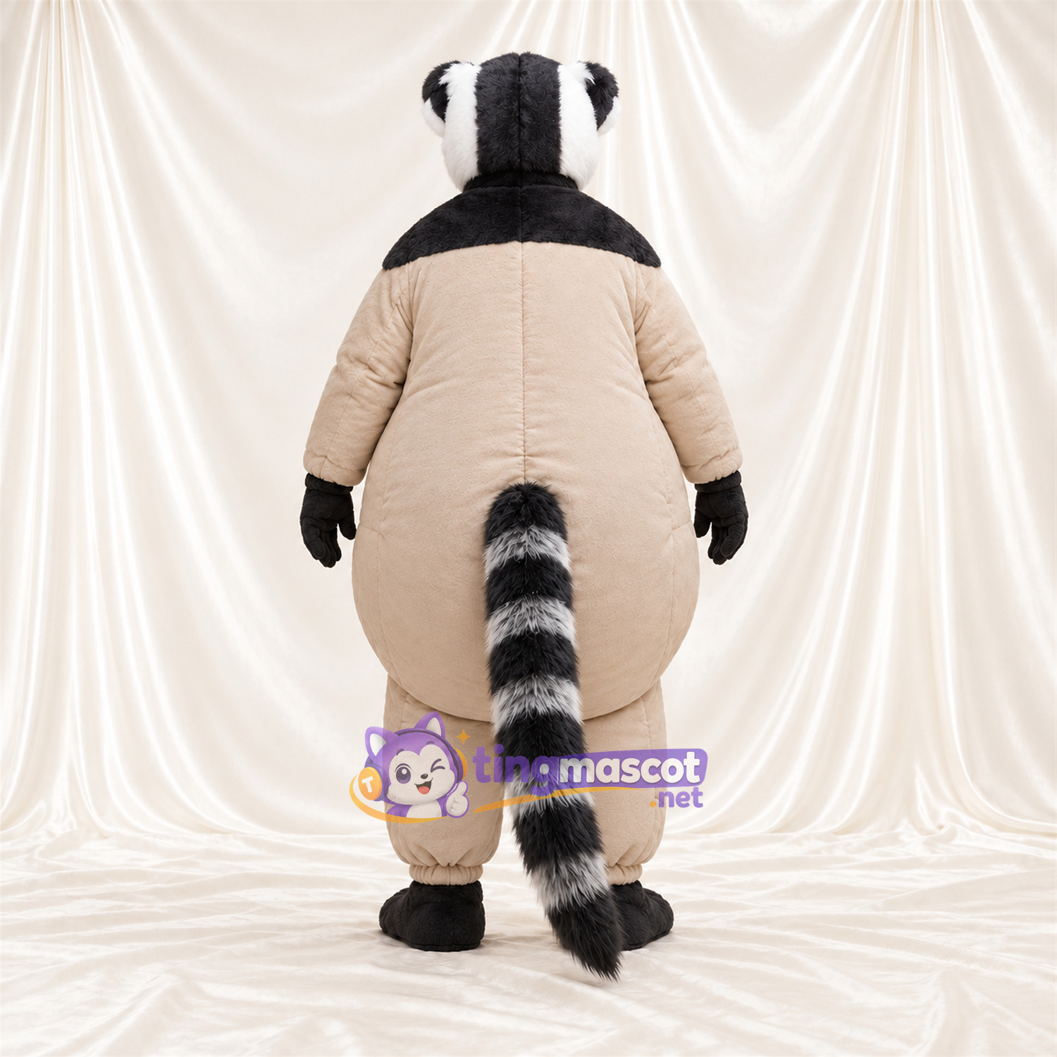 Black and White Lemur Mascot Costume - Beige Rounded Body Black and White Lemur Mascot Costume - Beige Rounded Body