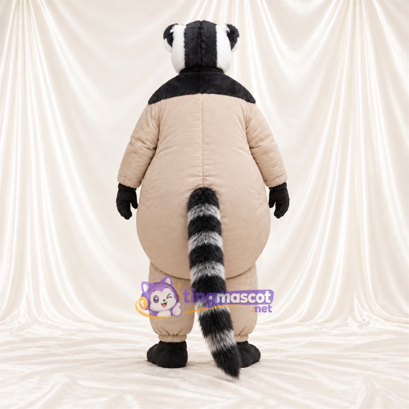 Black and White Lemur Mascot Costume - Beige Rounded Body Black and White Lemur Mascot Costume - Beige Rounded Body