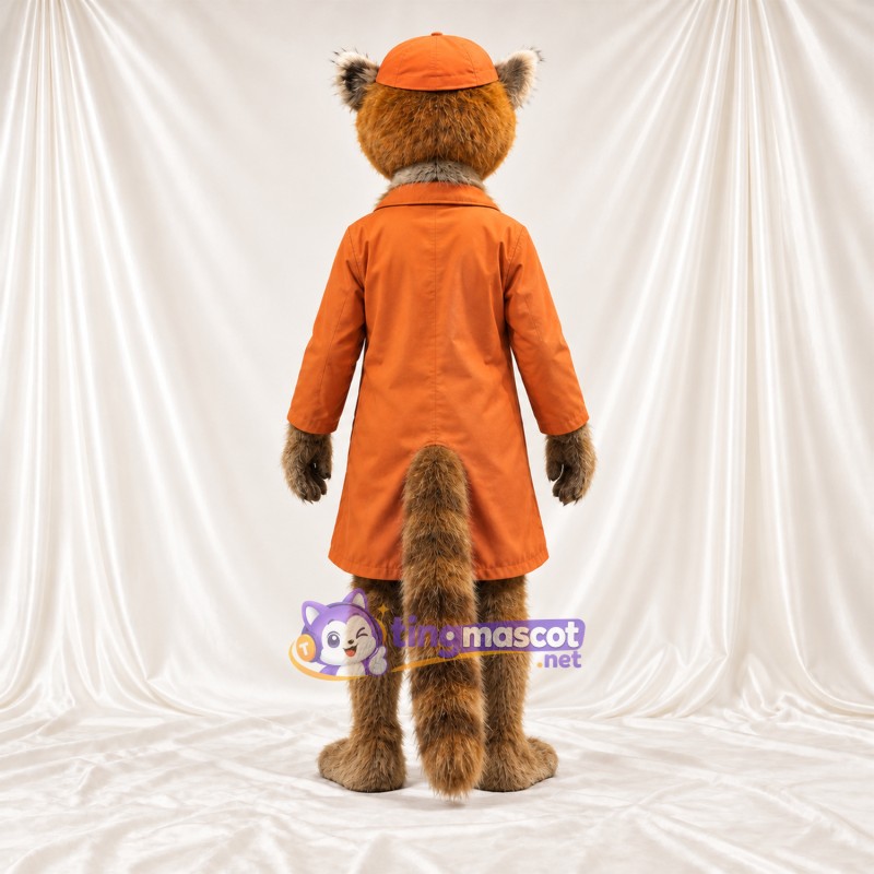 Maskottchenkostüm Lemur – braun – Mantel (orange); Kappe Maskottchenkostüm Lemur – braun – Mantel (orange); Kappe