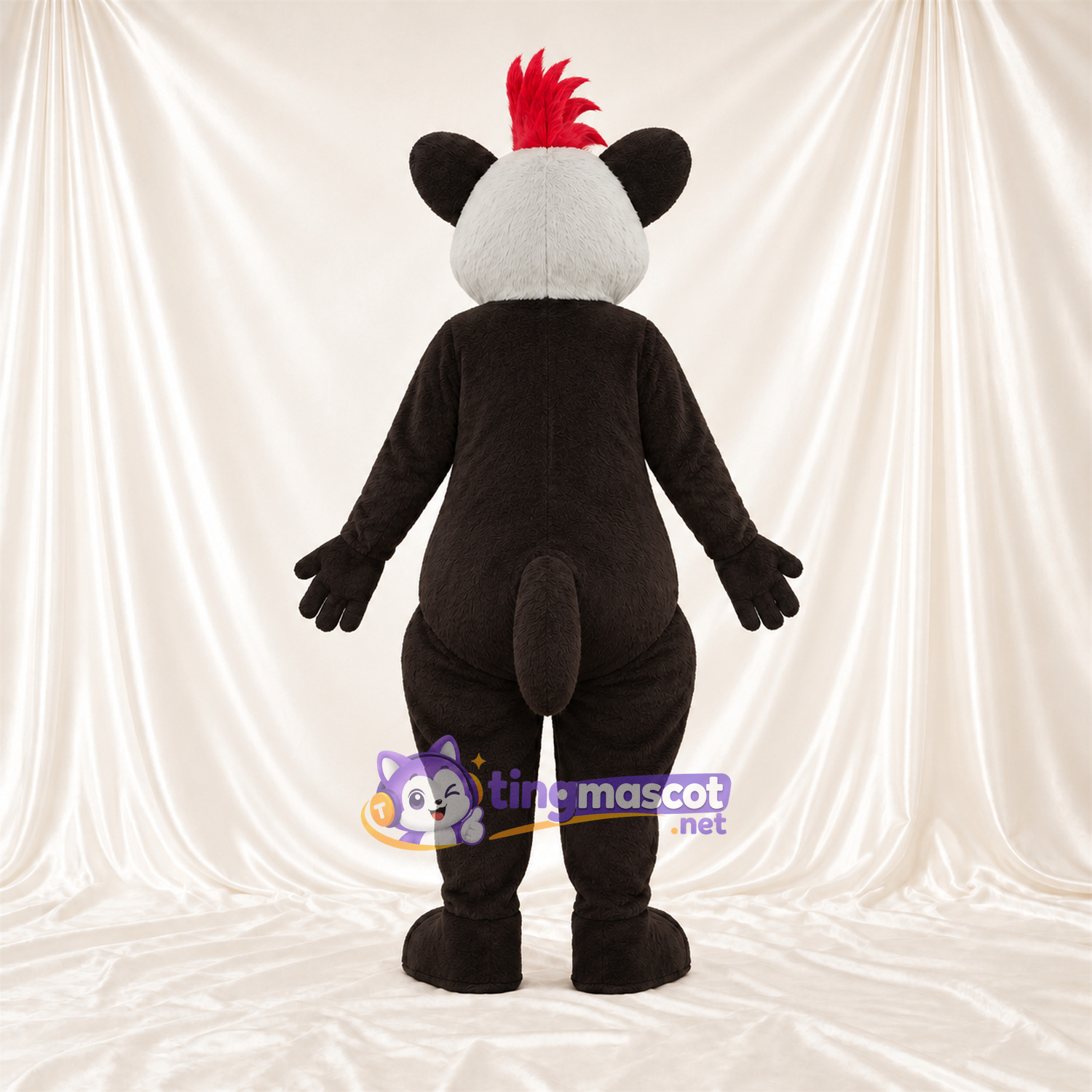 Black and Gray Lemur Mascot Costume - Red Hair Tuft Black and Gray Lemur Mascot Costume - Red Hair Tuft