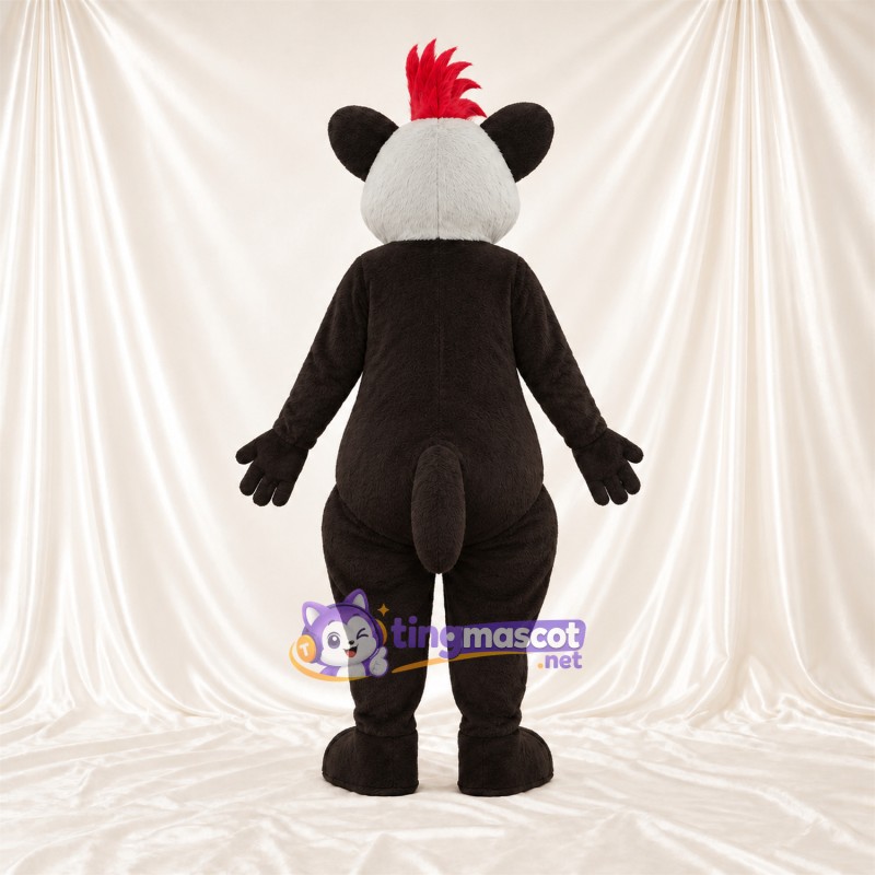 Black and Gray Lemur Mascot Costume - Red Hair Tuft Black and Gray Lemur Mascot Costume - Red Hair Tuft