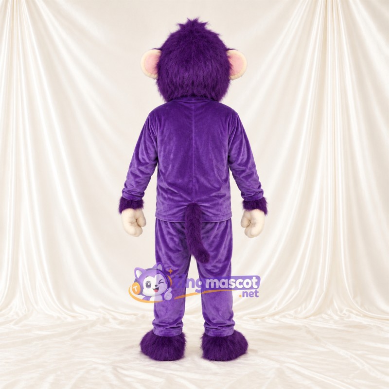Maskottchenkostüm Affe – violett – Gesicht (creme); Zehen (weiß) Maskottchenkostüm Affe – violett – Gesicht (creme); Zehen (weiß)