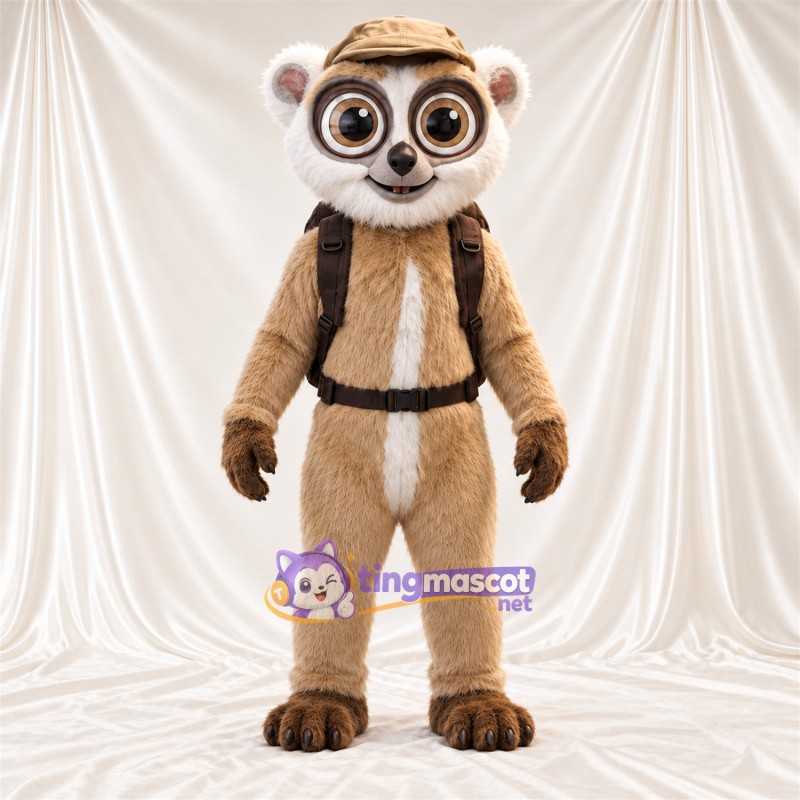 Costume de mascotte Lémurien – brun clair – Chapeau; Sac à dos Costume de mascotte Lémurien – brun clair – Chapeau; Sac à dos