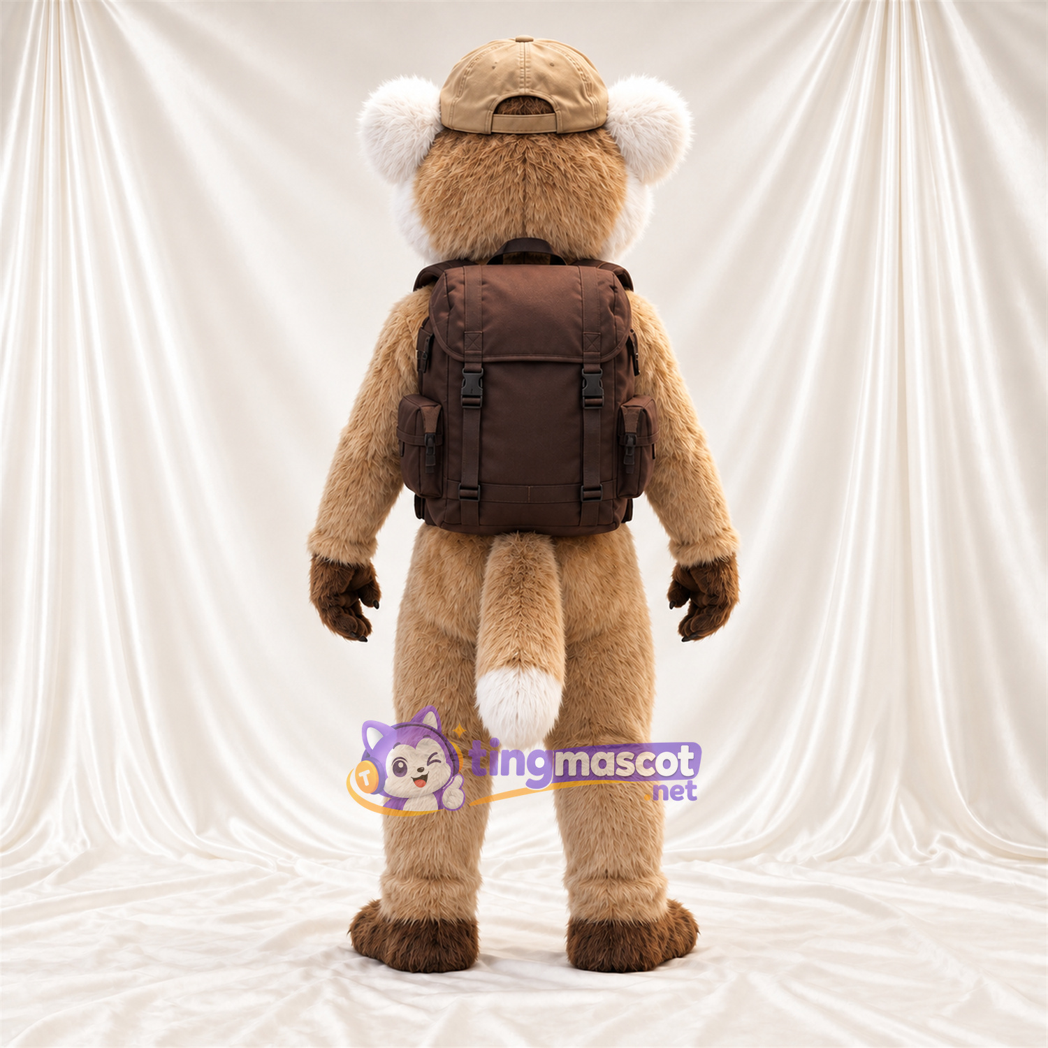 Costume de mascotte Lémurien – brun clair – Chapeau; Sac à dos Costume de mascotte Lémurien – brun clair – Chapeau; Sac à dos