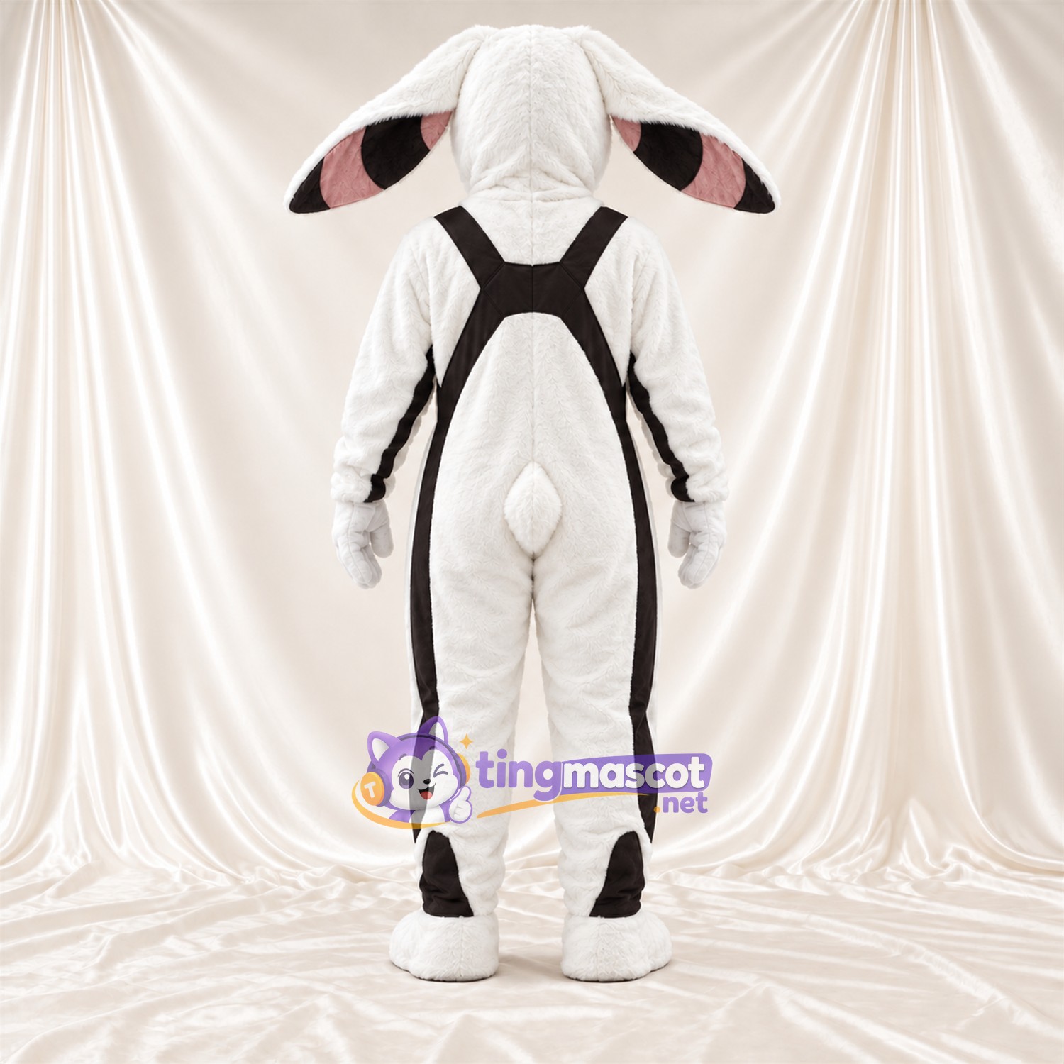 Costume de mascotte Mouton – blanc – Harnais (noir) Costume de mascotte Mouton – blanc – Harnais (noir)