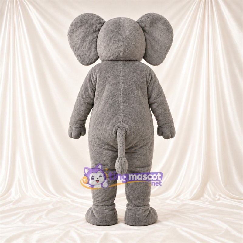Gray Elephant Mascot Costume - Curled Trunk and White Tusks Gray Elephant Mascot Costume - Curled Trunk and White Tusks
