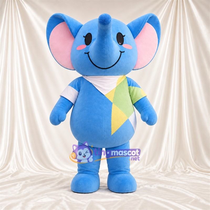 Costume de mascotte Éléphant – bleu – Chemise (multicolore) Costume de mascotte Éléphant – bleu – Chemise (multicolore)