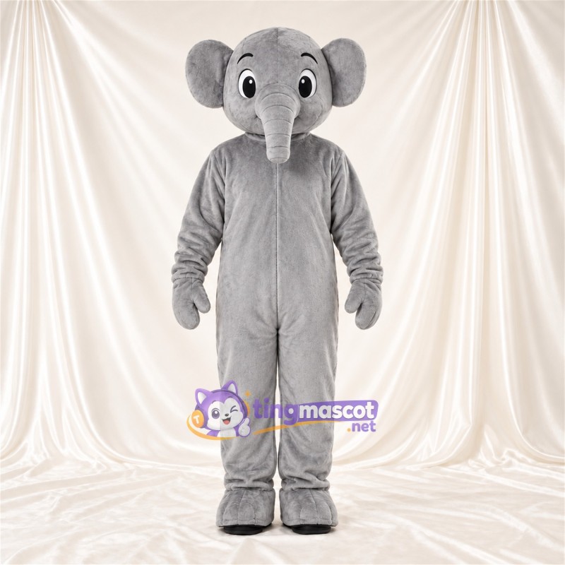 Costume de mascotte Éléphant – gris – Petites oreilles rondes; Petite trompe Costume de mascotte Éléphant – gris – Petites oreilles rondes; Petite trompe