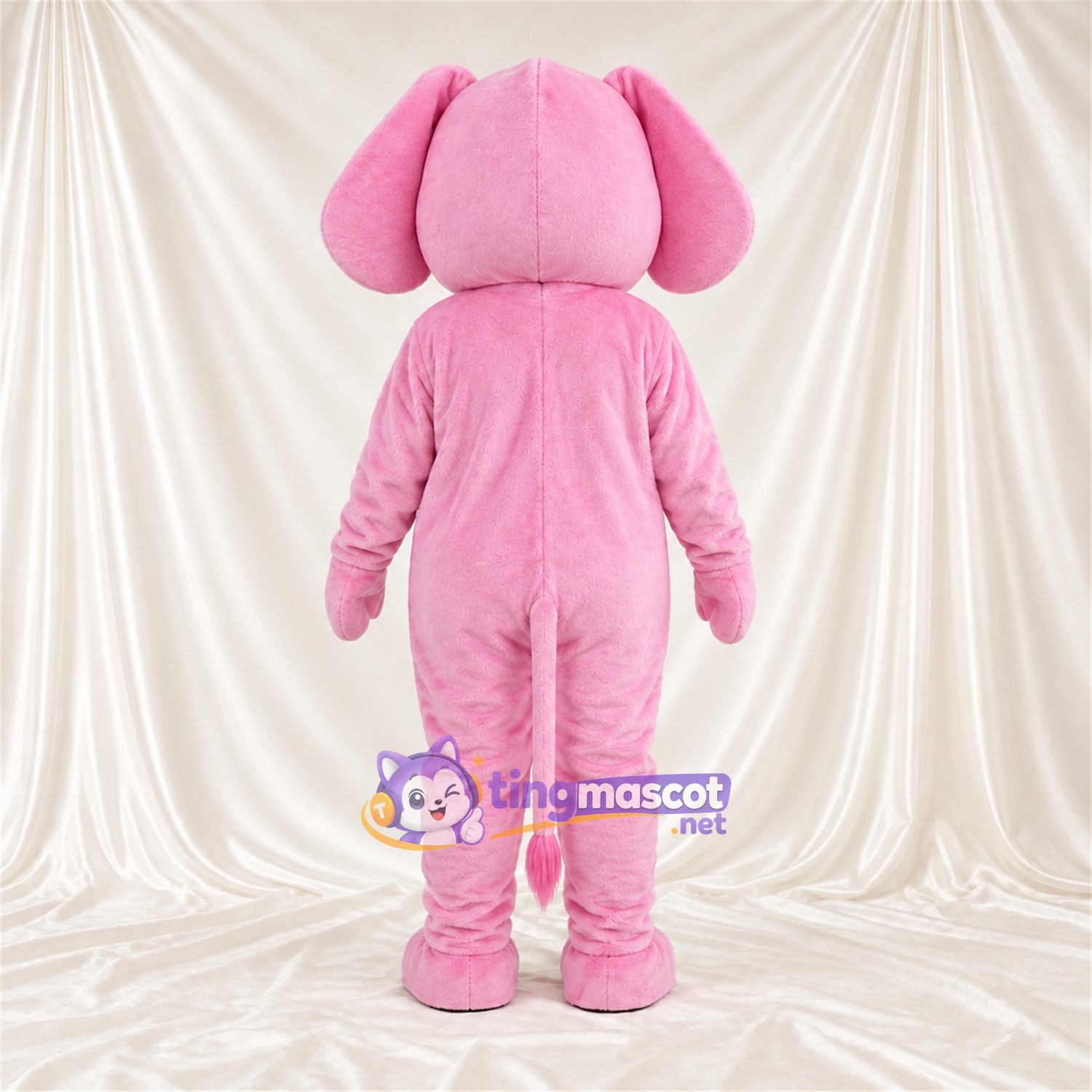 Pink Elephant Mascot Costume - Raised Trunk and White Toes Pink Elephant Mascot Costume - Raised Trunk and White Toes