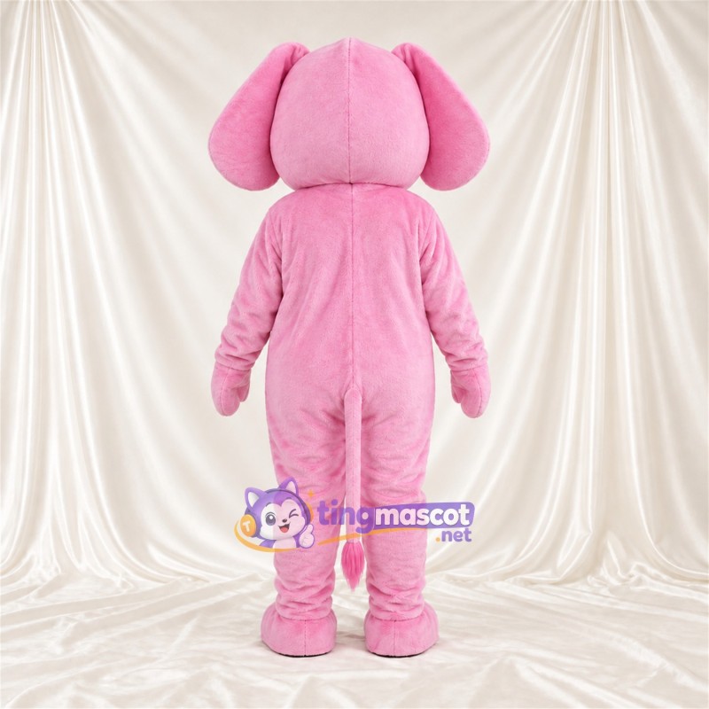 Pink Elephant Mascot Costume - Raised Trunk and White Toes Pink Elephant Mascot Costume - Raised Trunk and White Toes