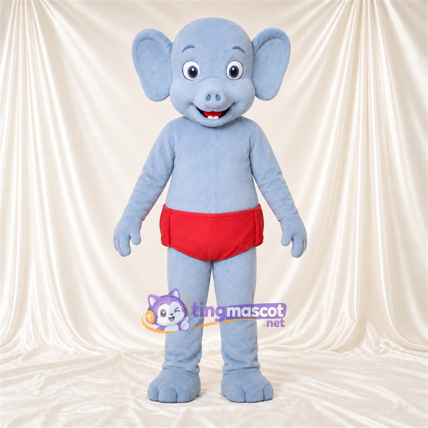 Costume de mascotte Éléphant – bleu – Short (rouge) Costume de mascotte Éléphant – bleu – Short (rouge)