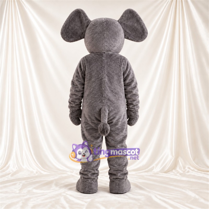 Gray Elephant Mascot Costume - Long Trunk and Pink Trunk Tip Gray Elephant Mascot Costume - Long Trunk and Pink Trunk Tip