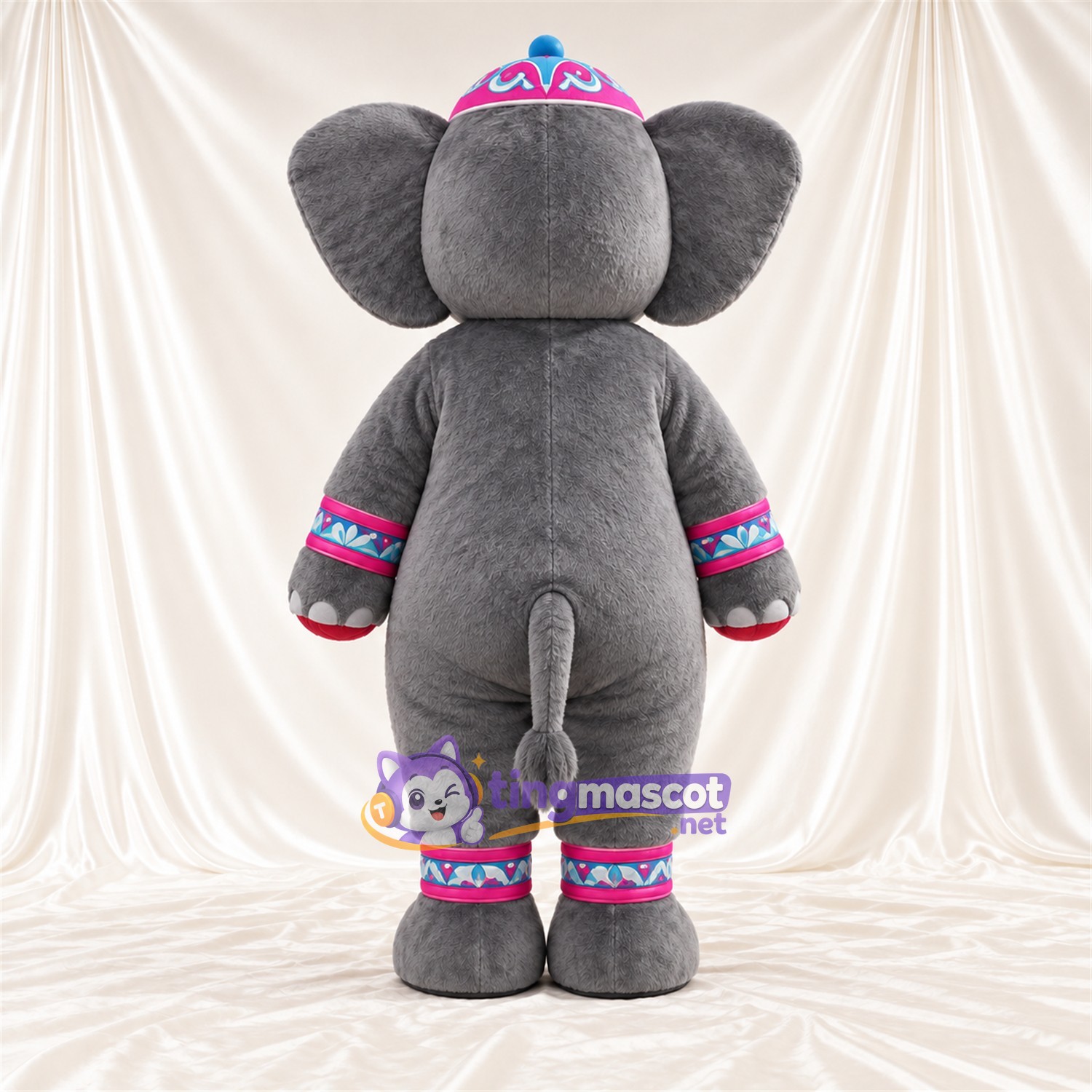 Costume de mascotte Éléphant – gris – Couronne (rose) Costume de mascotte Éléphant – gris – Couronne (rose)