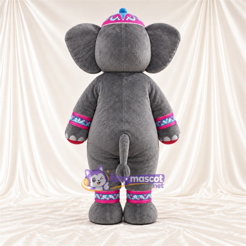 Costume de mascotte Éléphant – gris – Couronne (rose) Costume de mascotte Éléphant – gris – Couronne (rose)