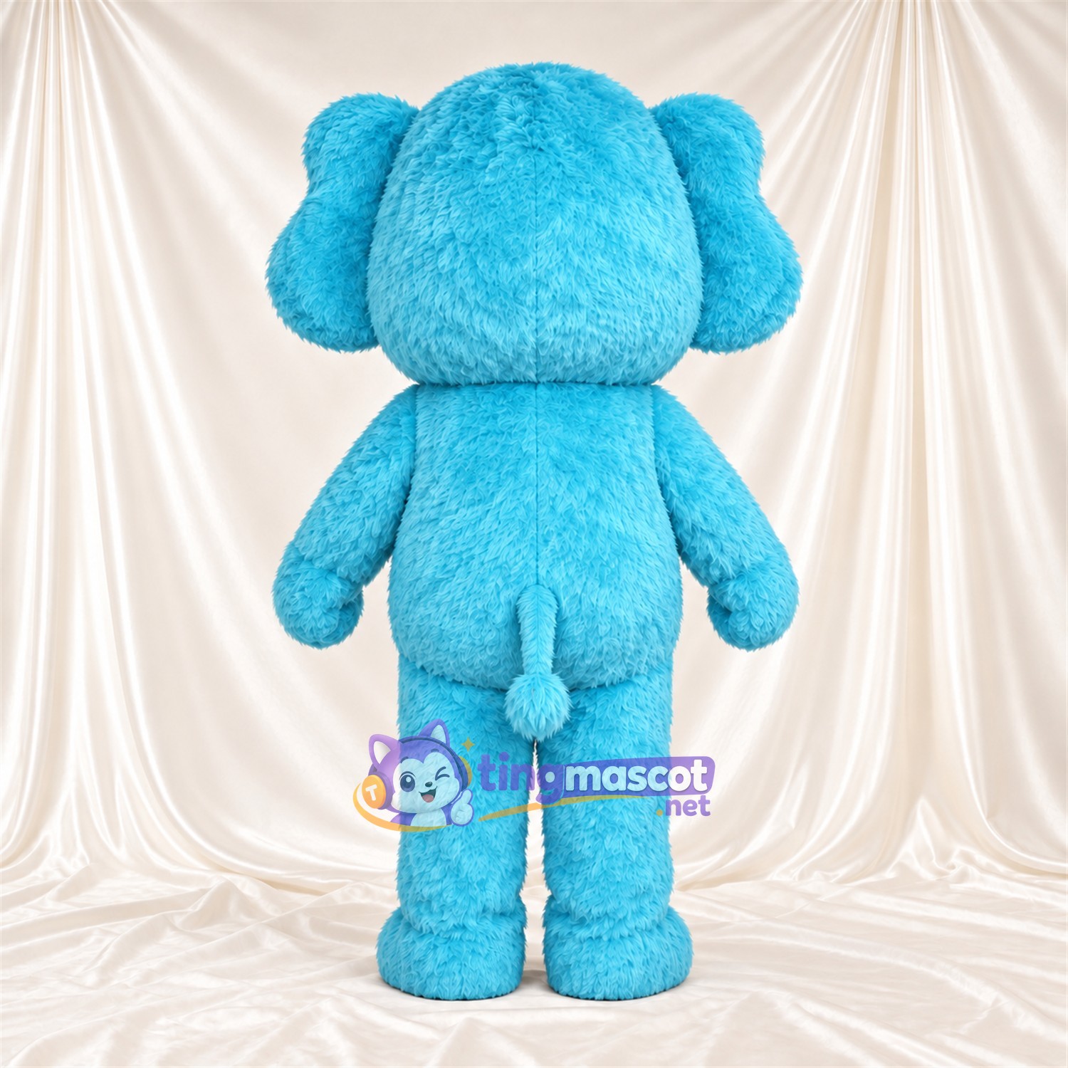 Blue Elephant Mascot Costume - Pink Cheeks and Raised Trunk Blue Elephant Mascot Costume - Pink Cheeks and Raised Trunk