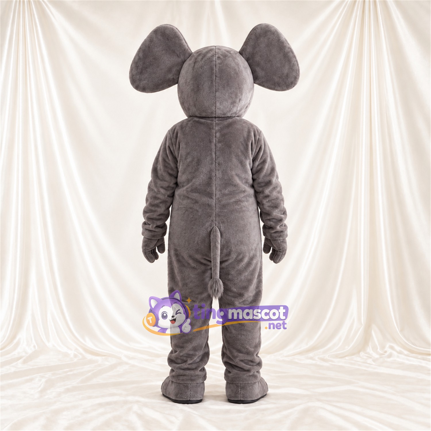 Gray Elephant Mascot Costume - Long Trunk and Pink Trunk Tip Gray Elephant Mascot Costume - Long Trunk and Pink Trunk Tip