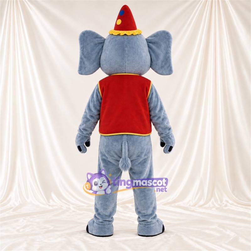 Costume de mascotte Éléphant – bleu – Chapeau (rouge); Gilet Costume de mascotte Éléphant – bleu – Chapeau (rouge); Gilet