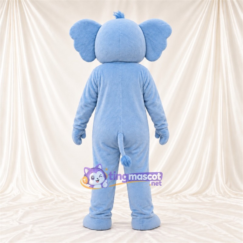 Blue Elephant Mascot Costume - Head Tuft and Red Bow Blue Elephant Mascot Costume - Head Tuft and Red Bow