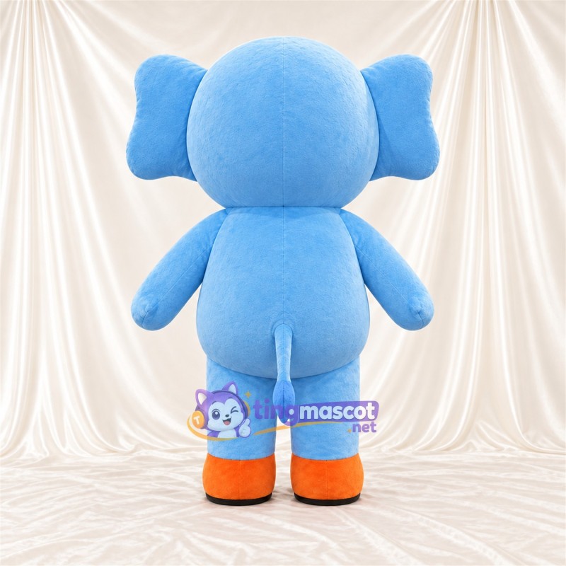 Maskottchenkostüm Elefant – blau – Ohreninnenseiten (violett); Füße (orange) Maskottchenkostüm Elefant – blau – Ohreninnenseiten (violett); Füße (orange)