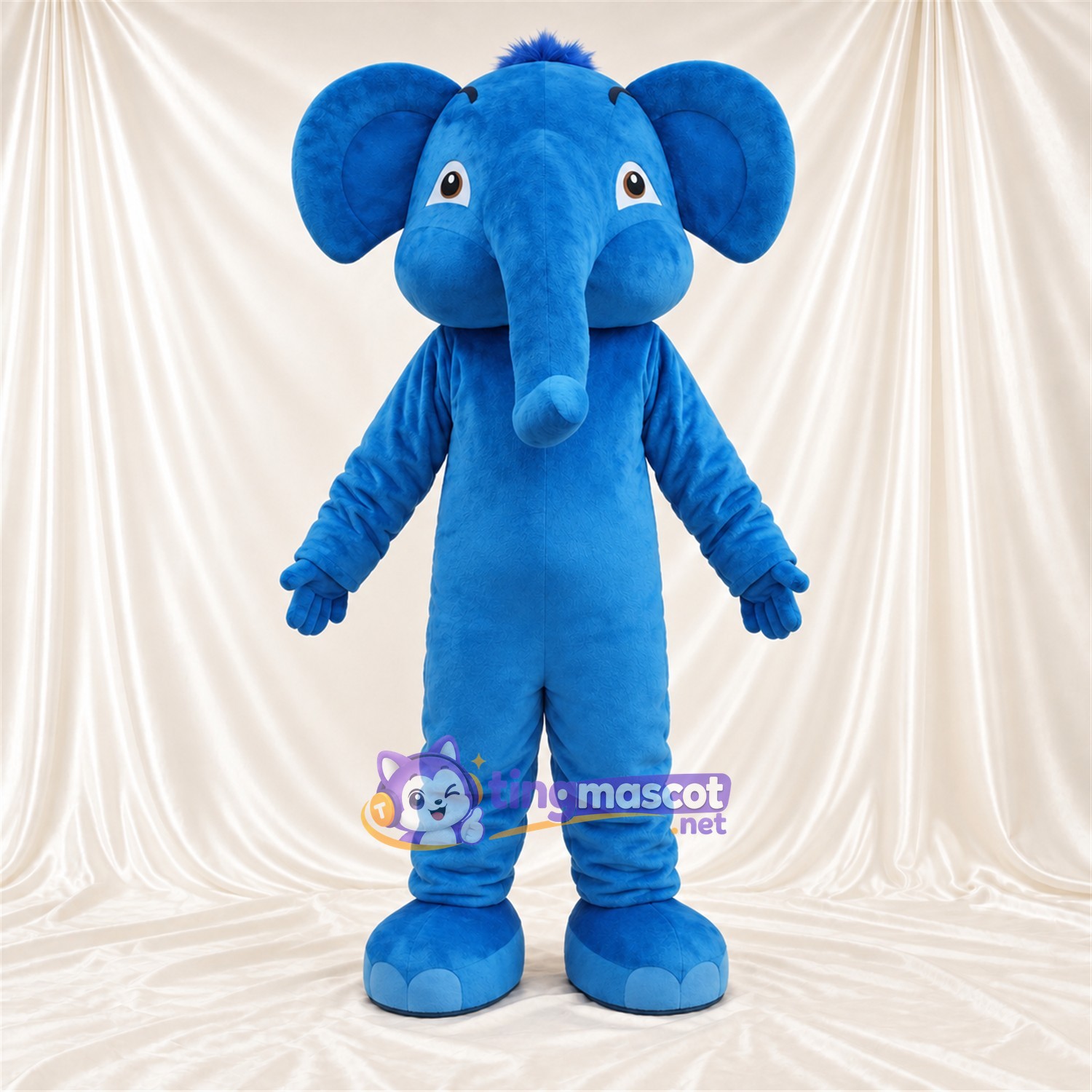 Blue Elephant Mascot Costume - Head Tuft and Long Trunk Blue Elephant Mascot Costume - Head Tuft and Long Trunk