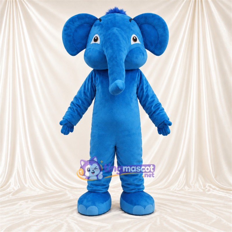 Blue Elephant Mascot Costume - Head Tuft and Long Trunk Blue Elephant Mascot Costume - Head Tuft and Long Trunk