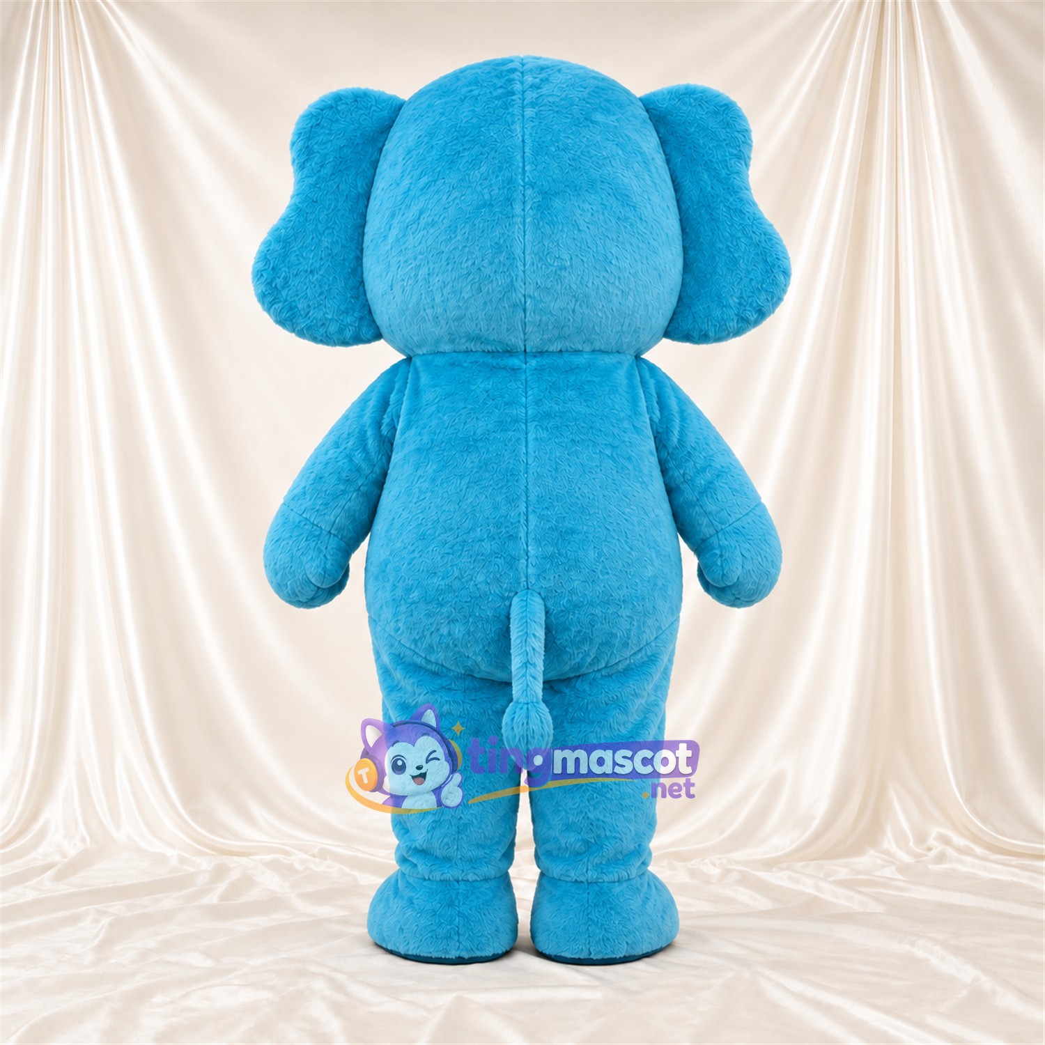Blue Elephant Mascot Costume - Pink Cheeks and Raised Trunk Blue Elephant Mascot Costume - Pink Cheeks and Raised Trunk