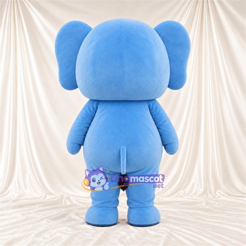Costume de mascotte Éléphant – bleu – Cils; Joues (rose)